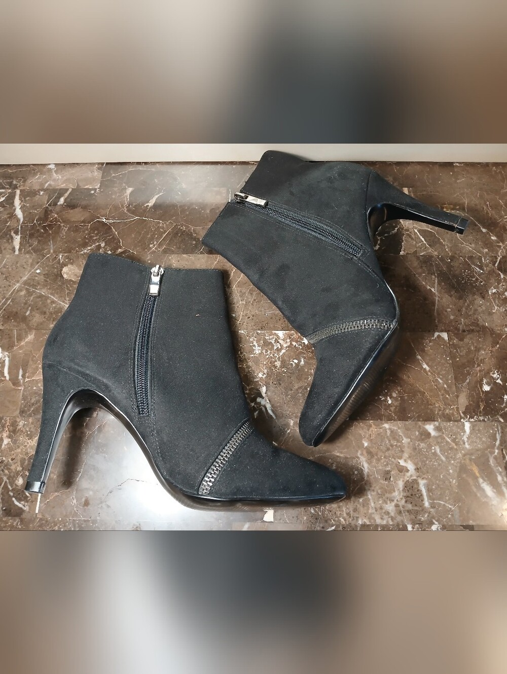Coach and Four Black Pointed Toe Stiletto Ankle Booties - Picture 2 of 15